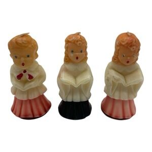 Set of 3 Vintage Gurley Choir Boy Girl Christmas Candles Figural 5" Tall Singing